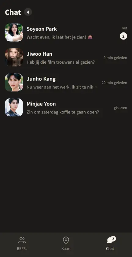 Scherm van de BEFF-app 5